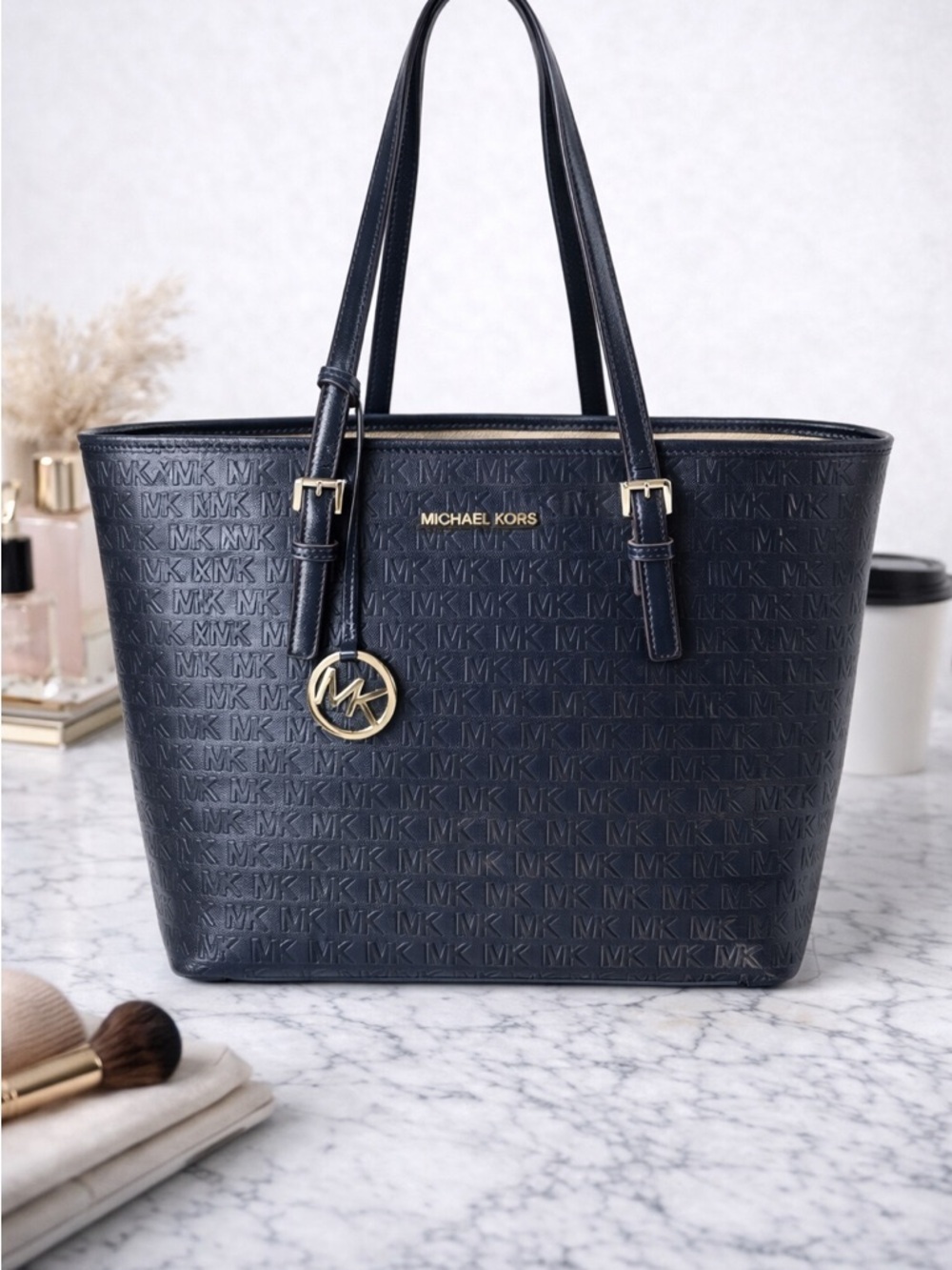 Michael Kors Navy Blue Structured Tote